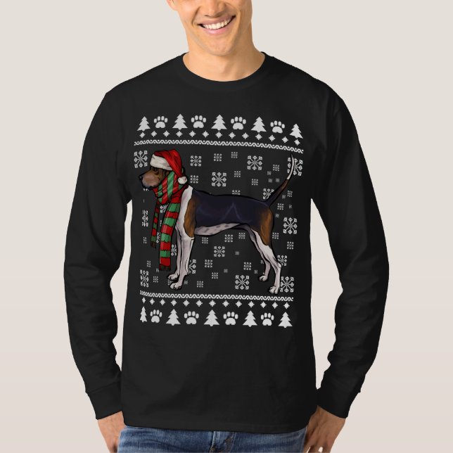 Camiseta Treing Walker Coonhound Dog Santa Hat Xmas Ugly C (Frente)