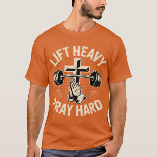 Camiseta Treino Cristão na Academia Pai Levanta Pesado Reza