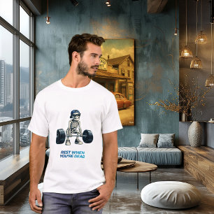 Camiseta Treino de Ginásio de Esqueleto Design de Fitness D