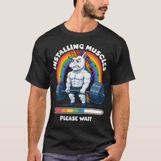 Camiseta Treino de ginásio de unicórnio fofo engraçado