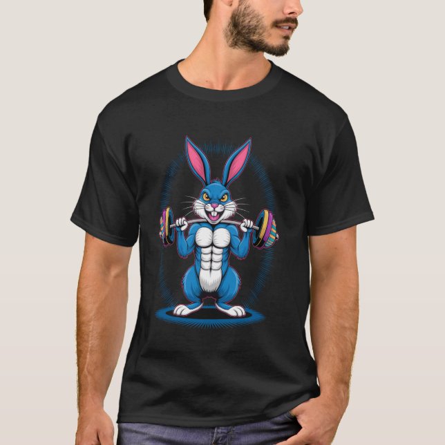 Camiseta Treino de ginásio do coelho da Páscoa (Frente)