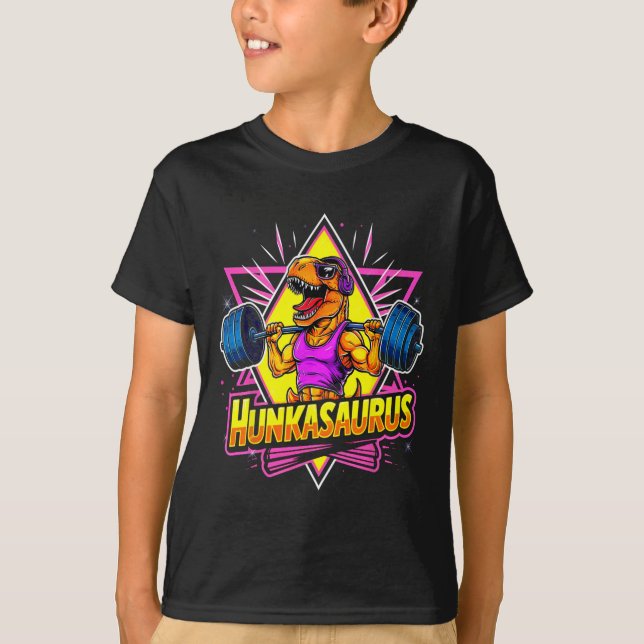 Camiseta Treino de ginásio Hunkasaurus T-rex Powerlifting F (Frente)