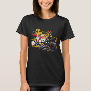 Camiseta Treino de Remo com Ramen: Adorável Mascote de Fitn