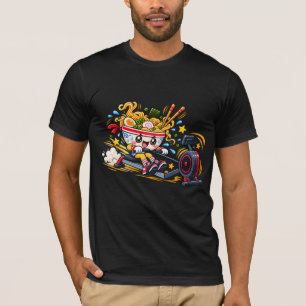 Camiseta Treino de Remo com Ramen: Adorável Mascote de Fitn
