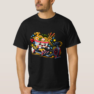 Camiseta Treino de Remo com Ramen: Adorável Mascote de Fitn