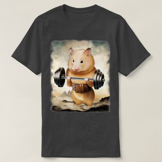 Camiseta Treino Muscular de Hamster T-Shirt (Frente do Design)