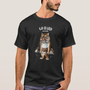 Camiseta Treino Muscular Tiger Com Barbell Shrug Bar Fitne