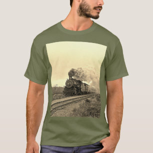 Camiseta Trem de locomotiva vintage aniversário khaki Viage