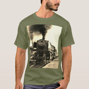 Camiseta Trem de Locomotiva Vintage Aniversário khaki Viage