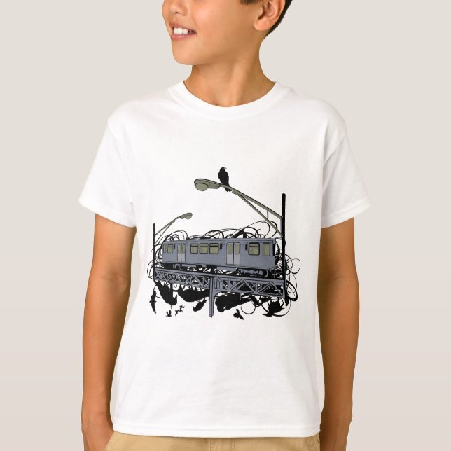 Camiseta Trem do EL & corvos ilustrados artísticos urbanos (Frente)