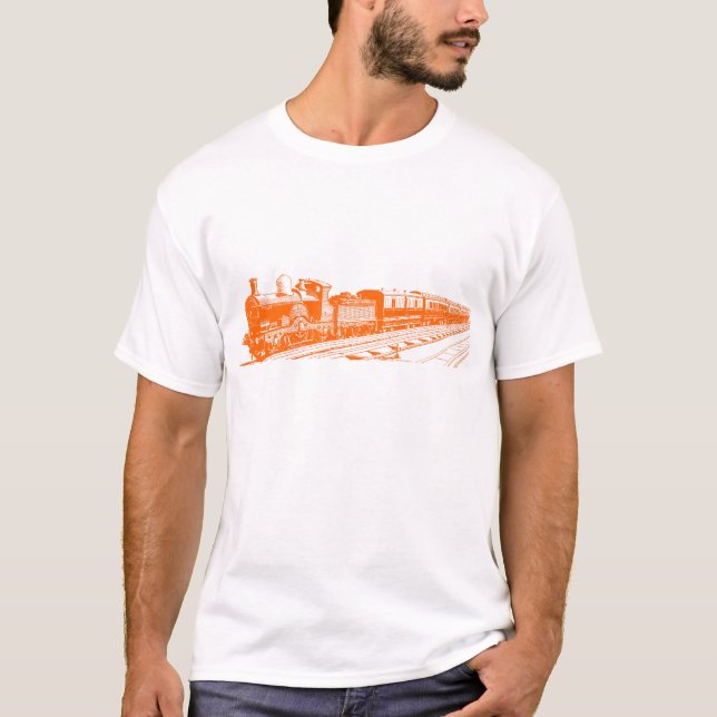 Camiseta Trem do vintage - laranja (Frente)