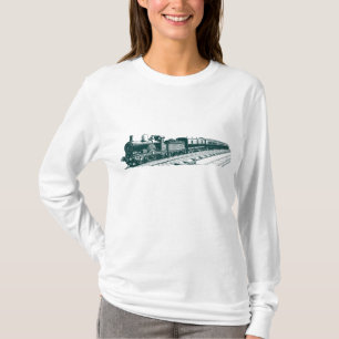 Camiseta Trem do vintage - verde escuro