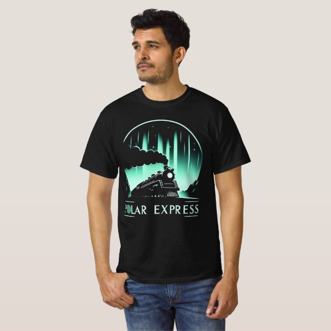 Camiseta Trem Polar Express Negro Masculino (Frente Completa)