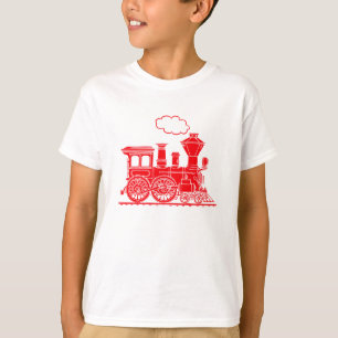 Camiseta Trem vermelho da locomotiva de vapor no t-shirt