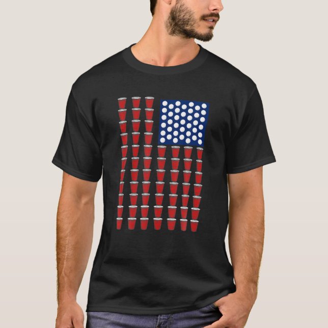 Camiseta Trendência 4 de julho Red Solo Cup Beer Pong USA F (Frente)