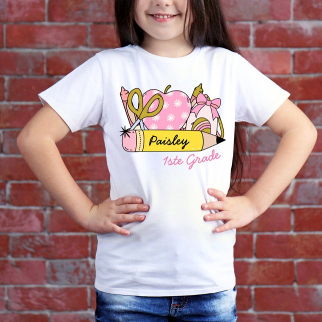 Camiseta Trendência Bonita de Volta ao Lápis das Escolas pa (Criador carregado)