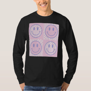 Camiseta Trendência de padrões com verificação de rosto rox