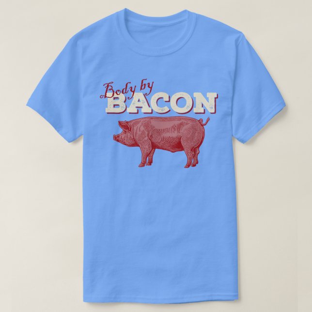 Camiseta Trendência Por Bacon Detalhado Humor Porcino (Frente do Design)