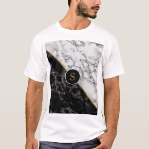 Camiseta Trendent Black & White Marble Stone - Adicionar su