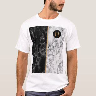 Camiseta Trendent Black & White Marble Stone - Adicionar su