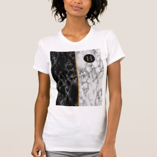 Camiseta Trendent Black & White Marble Stone - Adicionar su