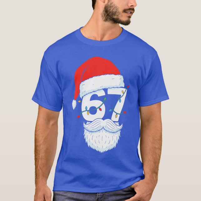 Camiseta Trending Si Seven Meme Christmas 67 Santa Face Men (Frente)