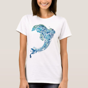 Camiseta Trending Turquoise Dolphin Tattoo Abstrato Art