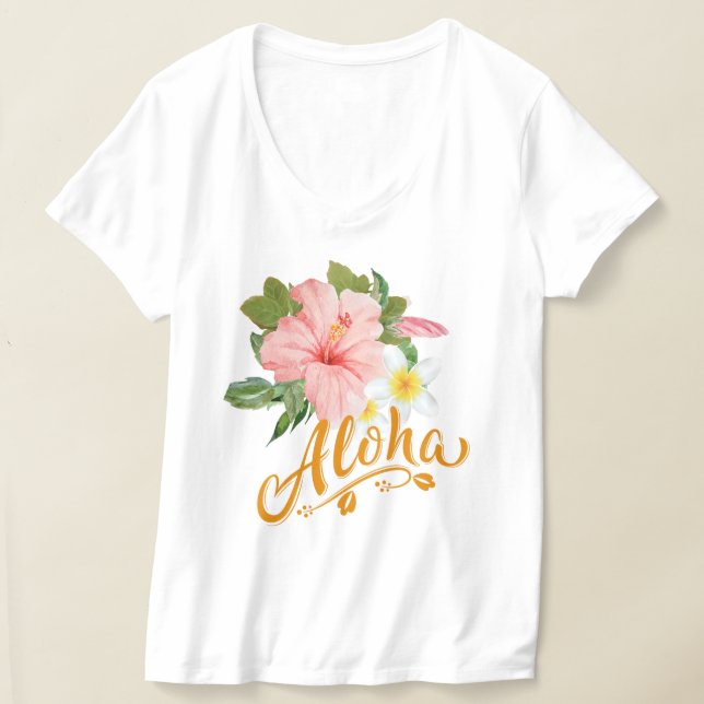 Camiseta Trendy Aloha Hawaii Tropical Beach Hibiscus (Postura )