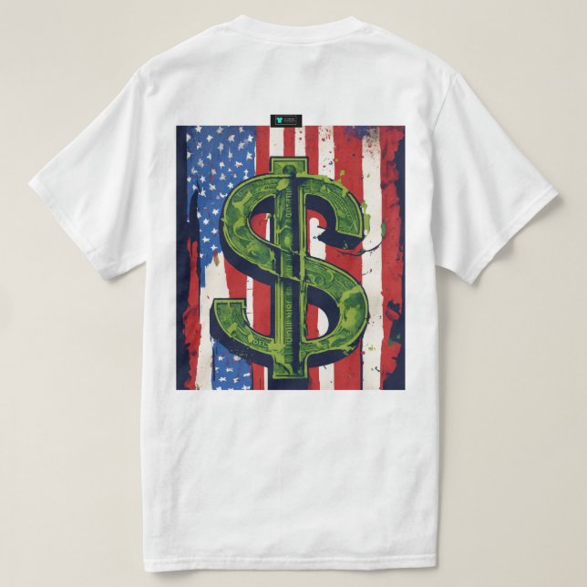 Camiseta Trendy American Dollar T-Shirt Design (Verso do Design)