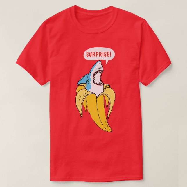 Camiseta Trendy Banana Shark Surprise Humor (Frente do Design)
