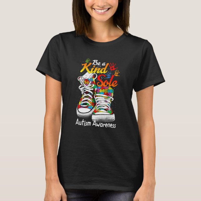 Camiseta Trendy Be A Kind Sole Quebra-cabeça Awarenes Autis (Frente)