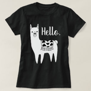 Camiseta Trendy Black & White Llama Sketch Hello