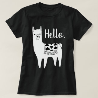 Camiseta Trendy Black & White Llama Sketch Hello