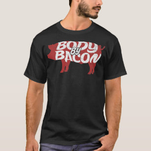 Camiseta Trendy Body By Bacon Pig Silhouette Humor Premium