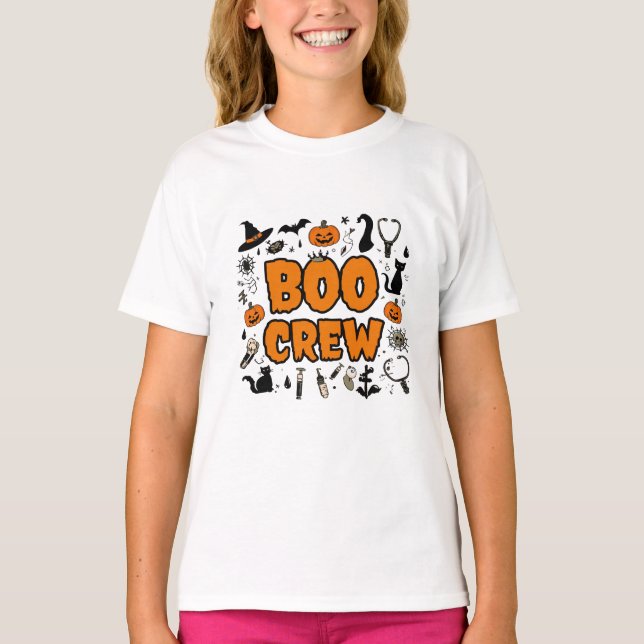 Camiseta Trendy Boo Crew Girls Halloween T Shirt 👻 Cute (Frente)