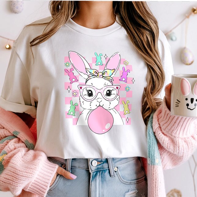 Camiseta Trendy Bubblegum Bunny Páscoa; Pastel Bonito (Criador carregado)