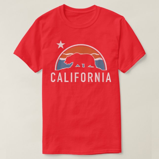 Camiseta Trendy California Sun Bear Flag Silhouette (Frente do Design)