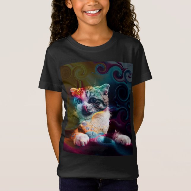 CAMISETA TRENDY COLORFUL CAT ART (Frente)