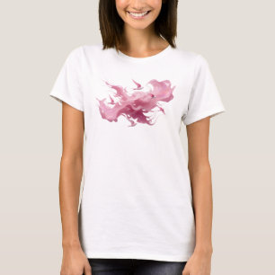 Camiseta Trendy de Pássaros Abstratos Rosa Bold & 