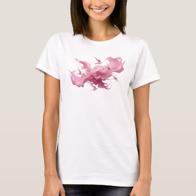 Camiseta Trendy de Pássaros Abstratos Rosa Bold &  (Frente)