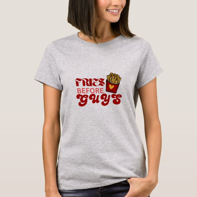 Camiseta Trendy Fries Antes da Cara Tee para Mulheres - Bon (Frente)