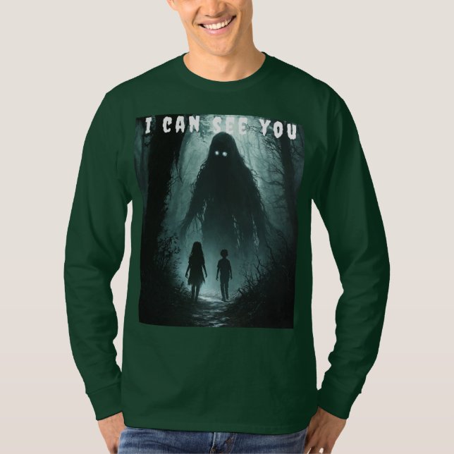 Camiseta Trendy Ghost Design T-Shirt - Perfeito para Spooky (Frente)
