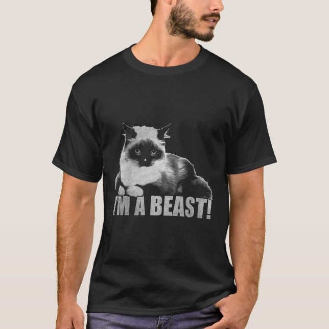Camiseta Trendy Graphic Cat Stamp Sou um Beast (Frente)