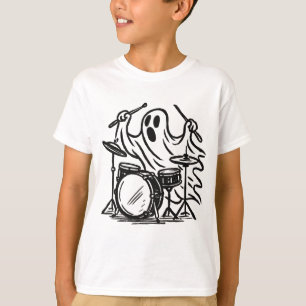 Camiseta Trendy Halloween Spooky boo fantasma tocando tambo