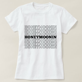 Camiseta Trendy Hooneymoonin hubby wifey recém-casados féri