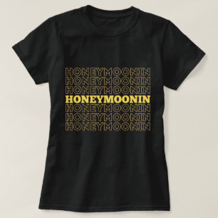 Camiseta Trendy Hooneymoonin hubby wifey recém-casados féri