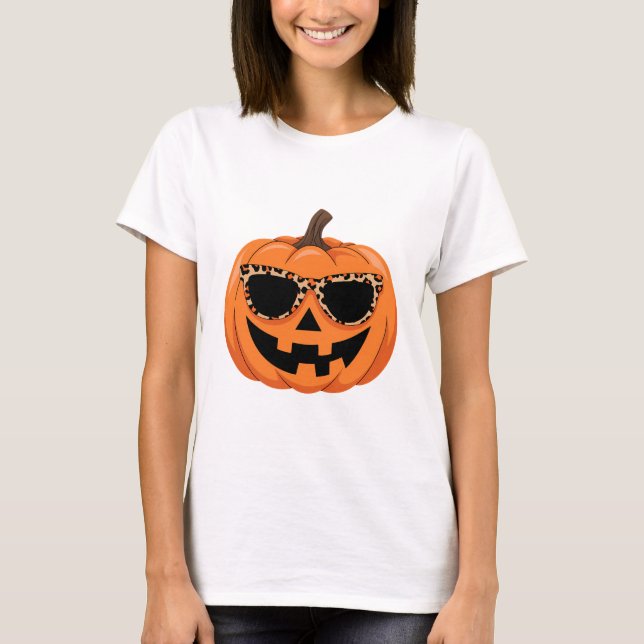 Camiseta Trendy Leopard Sunglasses Pumpkin (Frente)