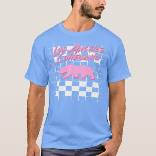 Camiseta Trendy Los Angeles California Retro Checkered Bear