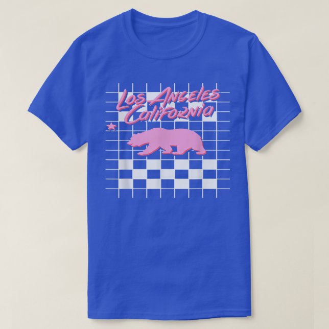 Camiseta Trendy Los Angeles California Retro Checkered Bear (Frente do Design)