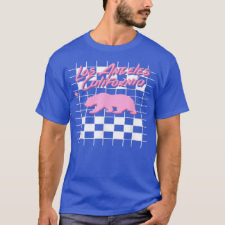 Camiseta Trendy Los Angeles California Retro Checkered Bear